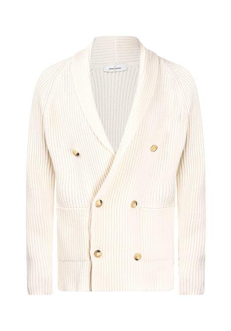 Cardigan Gran Sasso uomo 1318325072 panna doppiopetto maglia inglese Gran sasso | Cardigan | 1318325072001